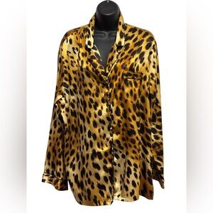 Victoria's Secret Leopard Print Satin Pajama Top and Bottoms
